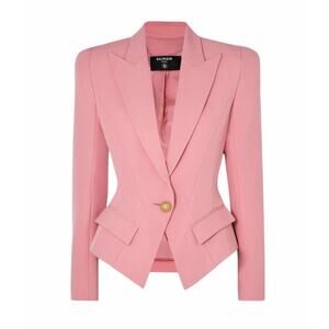 Shop Uniques Women's Large Baby Pink Gold Button Long Sleeve Collar Blazer